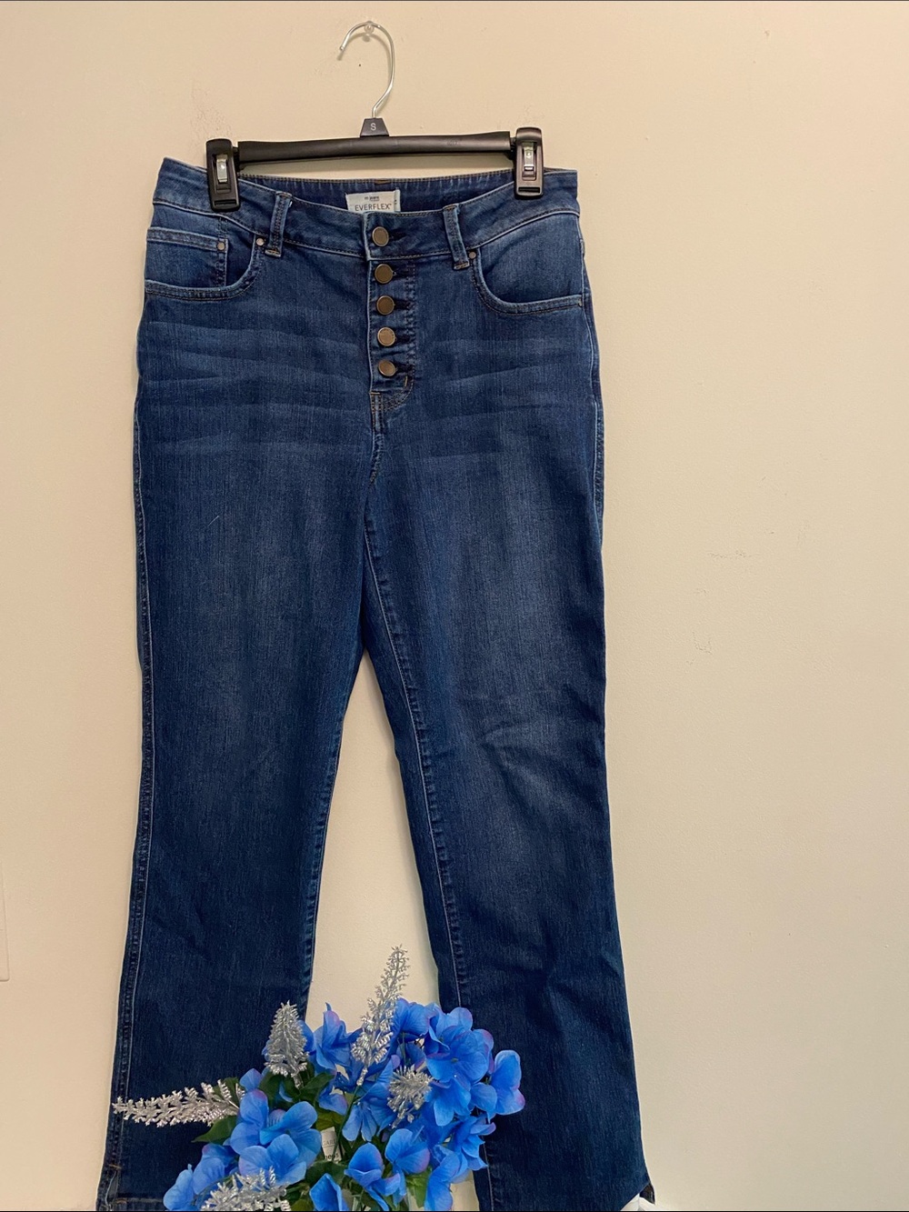 Maurices Dark Blue Button-Fly Flare Jeans